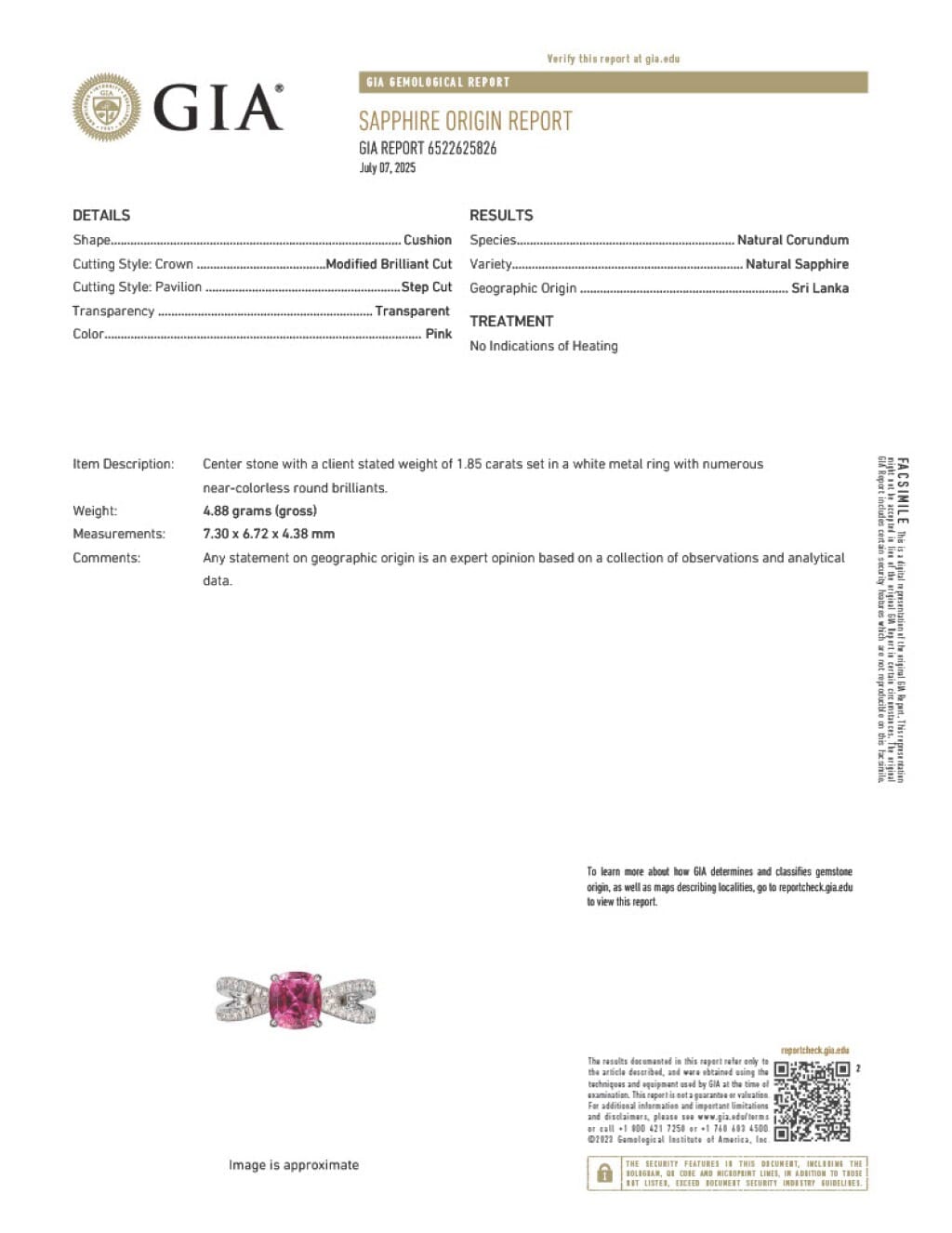 White Gold, 1.85ct Ceylon Pink Sapphire and Diamond Ring