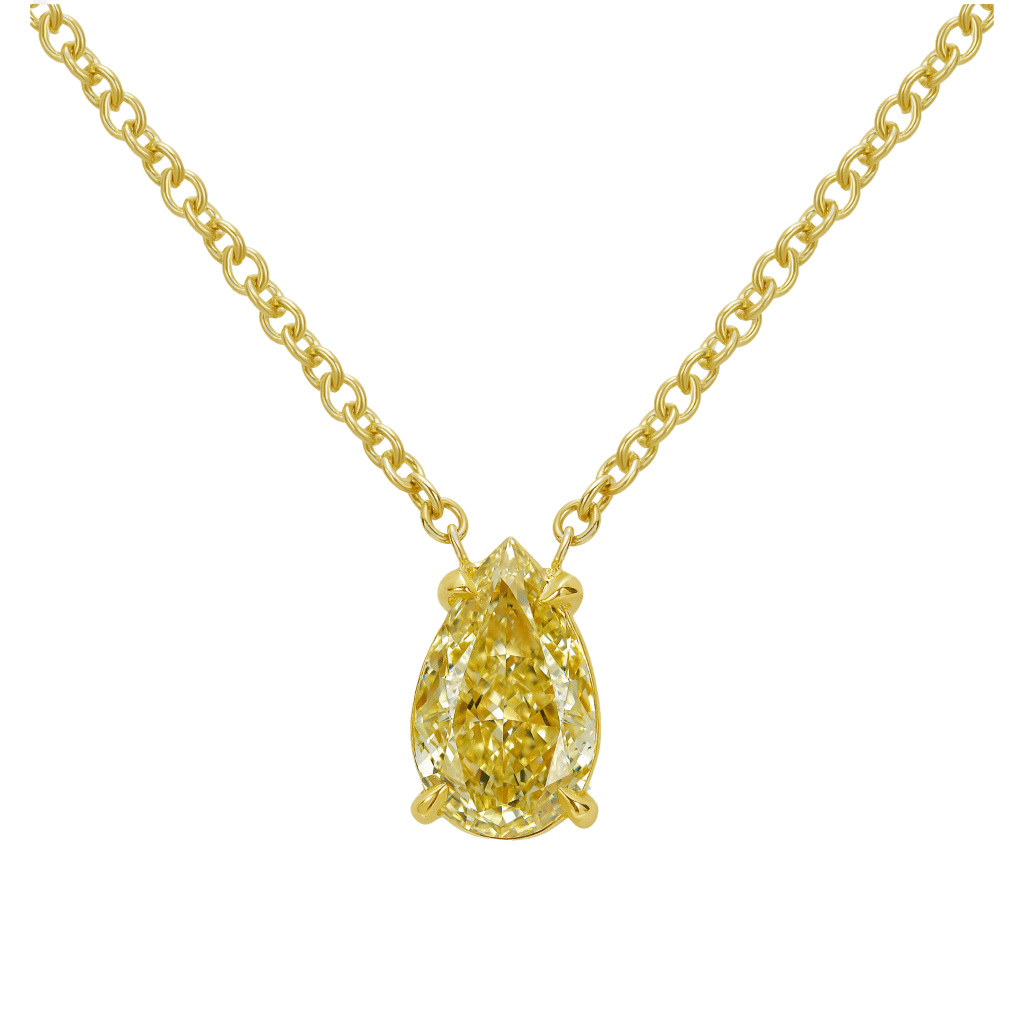 Gold and 1.40ct Pear Shape Fancy Yellow Diamond Pendant Necklace