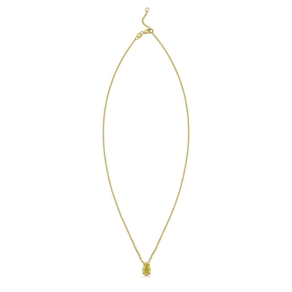 Gold and 1.40ct Pear Shape Fancy Yellow Diamond Pendant Necklace