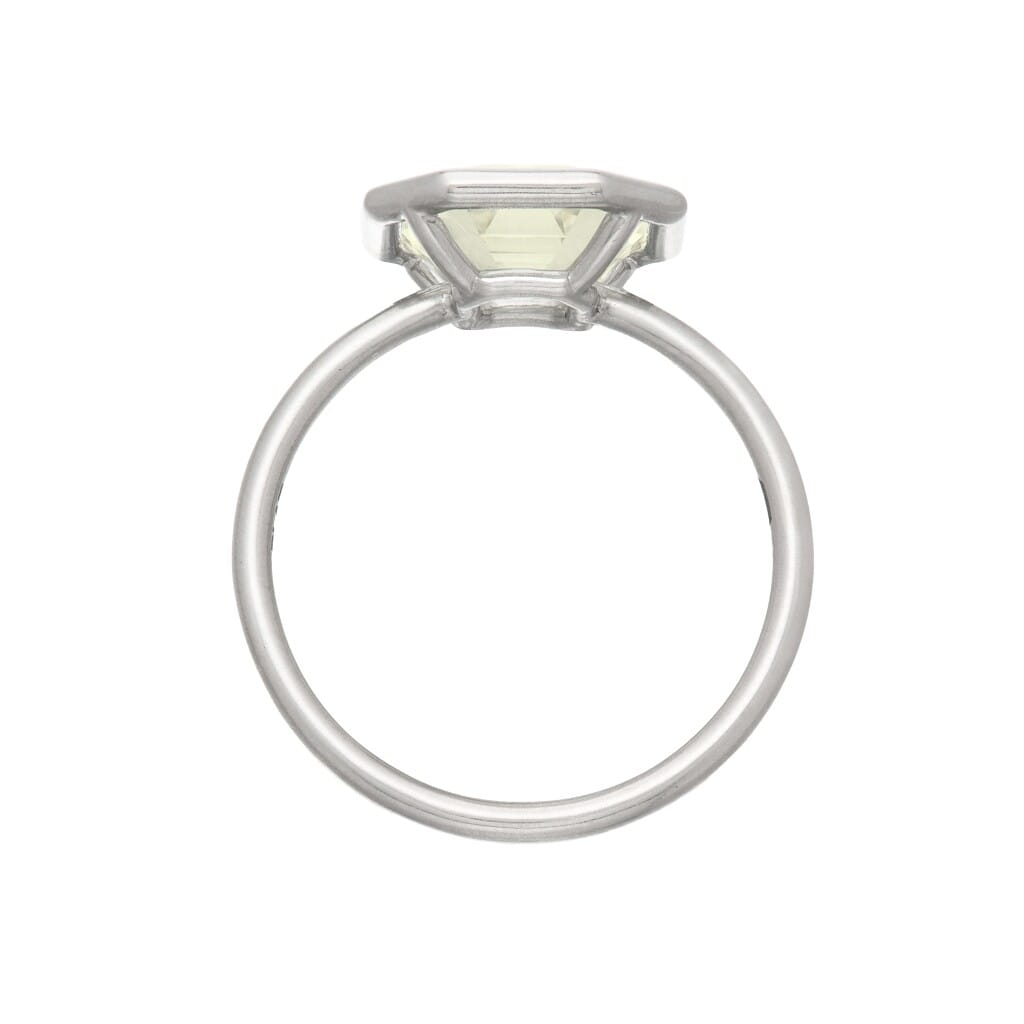 Platinum and 3.01ct Octagonal Step Cut Diamond Ring