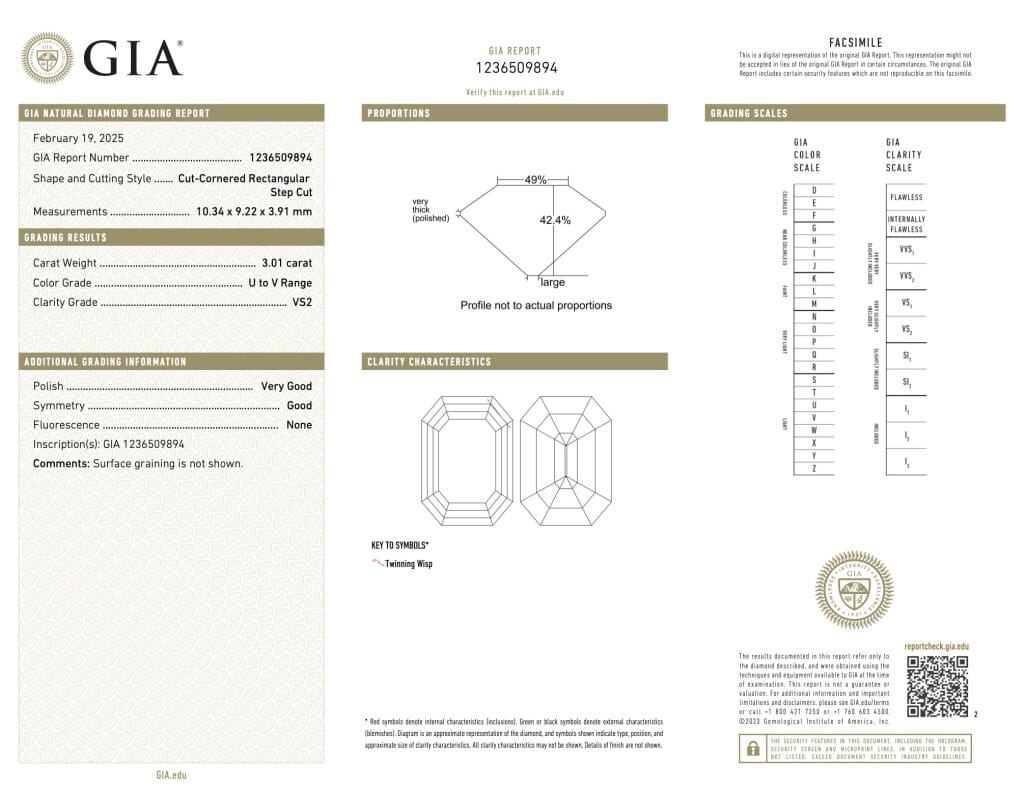 Platinum and 3.01ct Octagonal Step Cut Diamond Ring