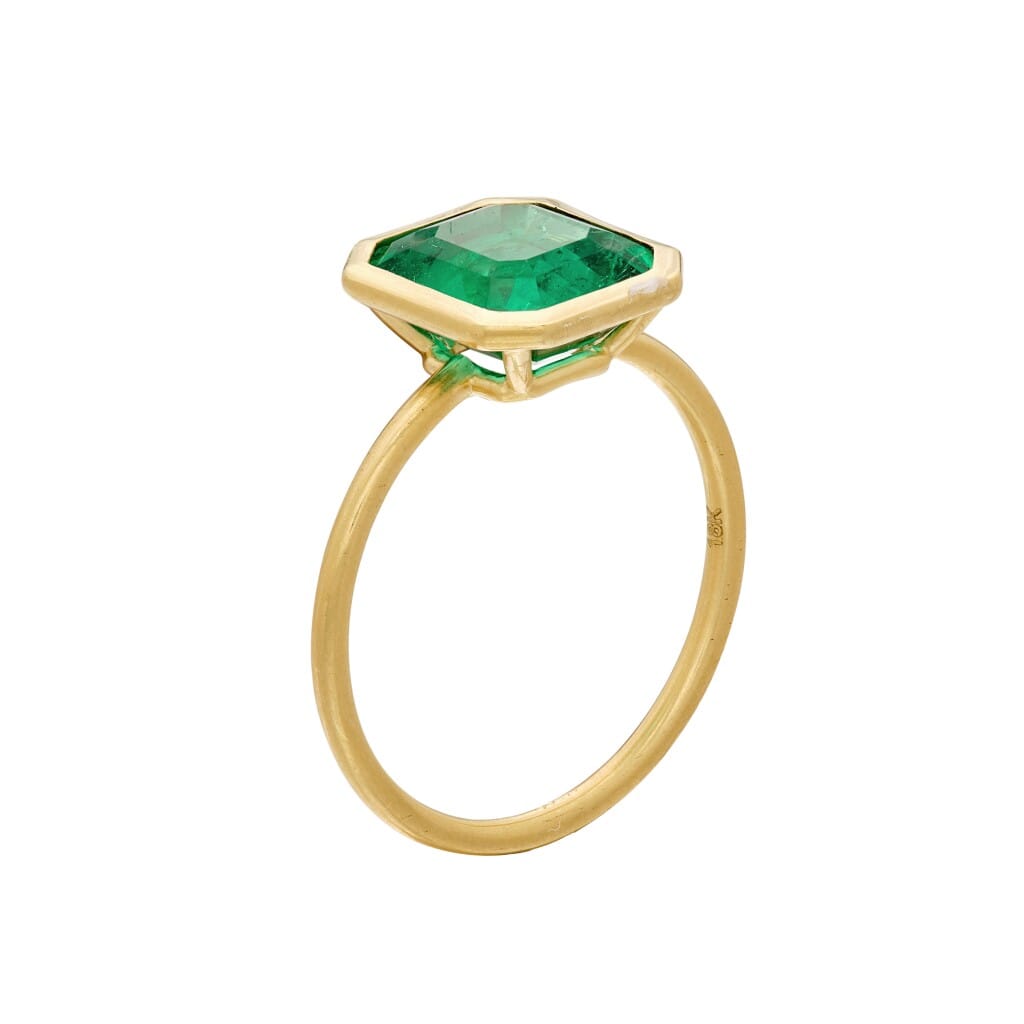 Gold and 2.42ct Colombian Emerald Ring
