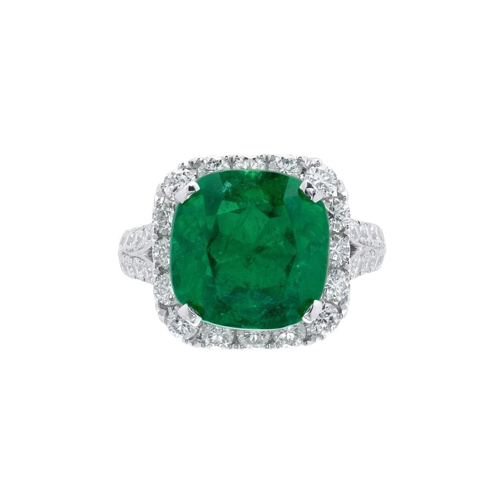 White Gold, 6.93ct Zambian Emerald and Diamond Ring