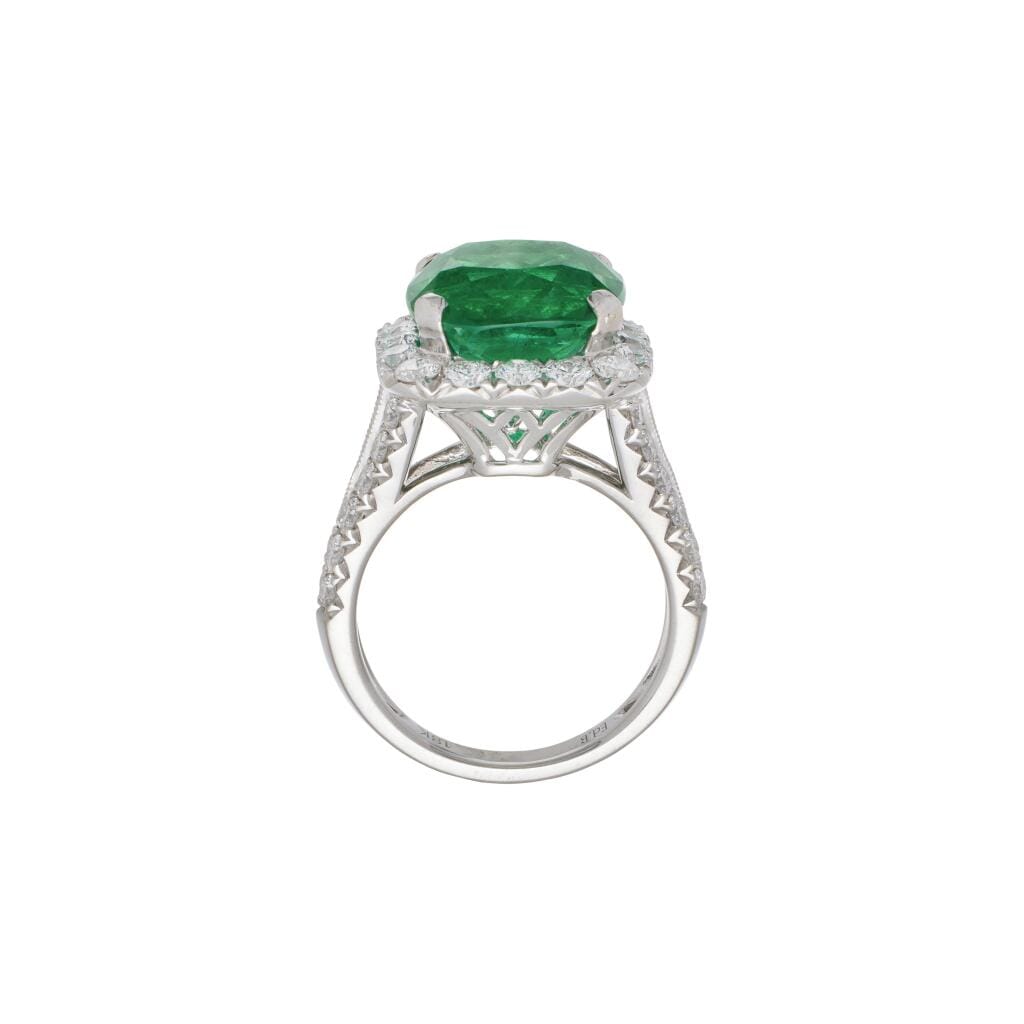 White Gold, 6.93ct Zambian Emerald and Diamond Ring