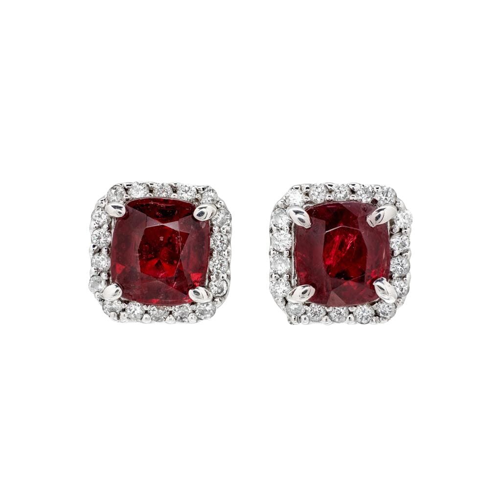 White Gold, 2.14ctw Burmese Spinel and Diamond Stud Earrings