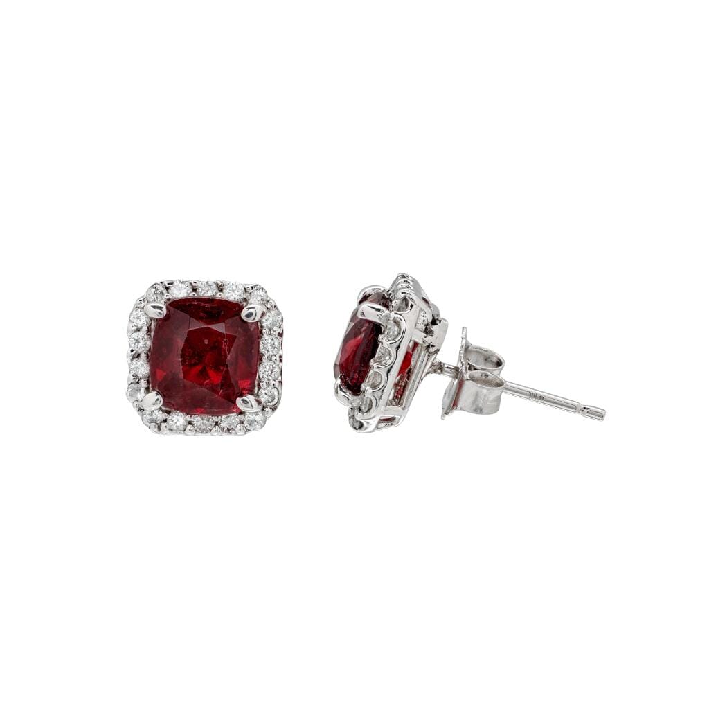 White Gold, 2.14ctw Burmese Spinel and Diamond Stud Earrings
