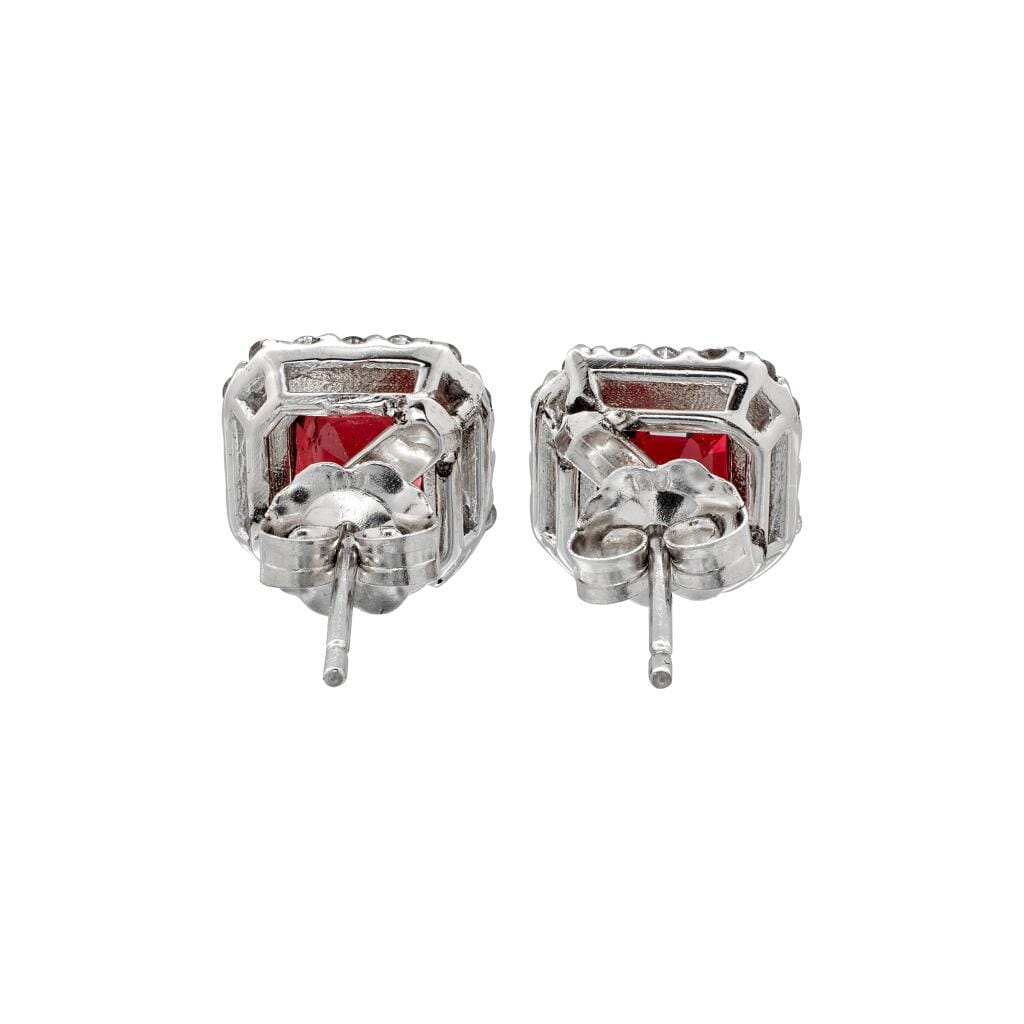 White Gold, 2.14ctw Burmese Spinel and Diamond Stud Earrings