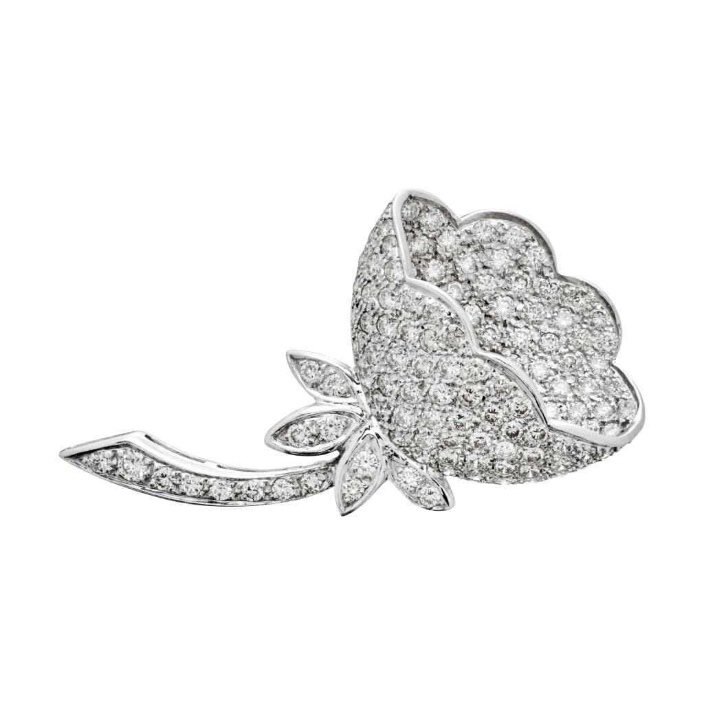 White Gold and Diamond Floral Pendant Brooch