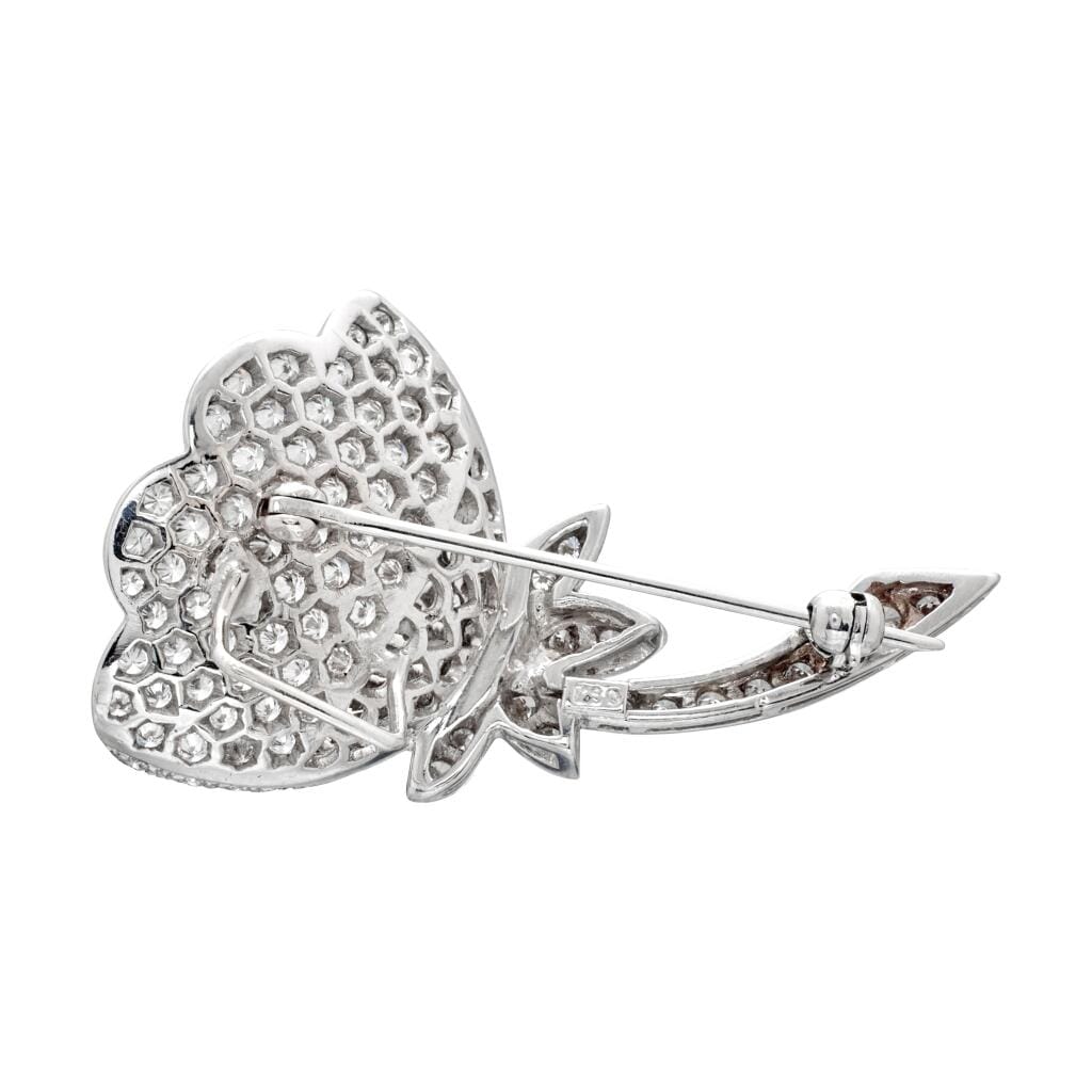 White Gold and Diamond Floral Pendant Brooch