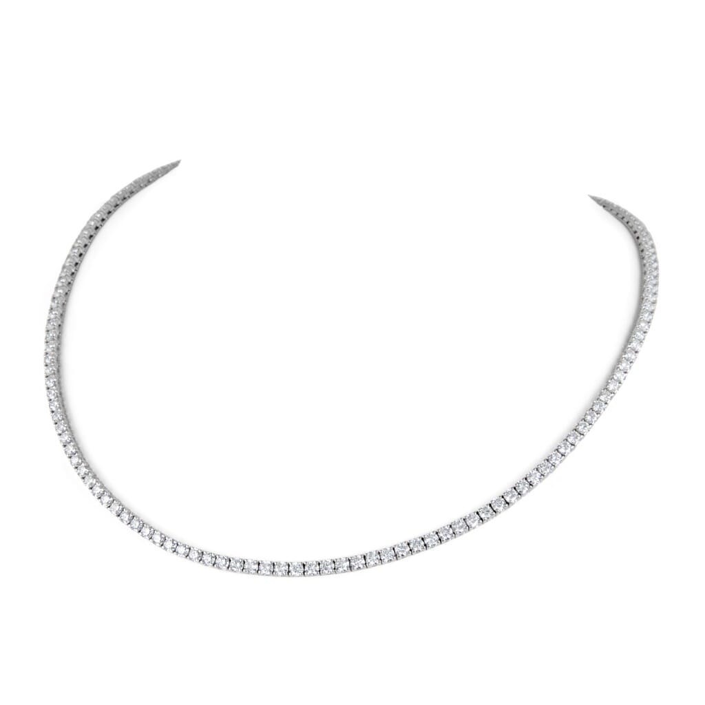 White Gold and 11.70ctw Round Brilliant Cut Diamond Tennis Necklace