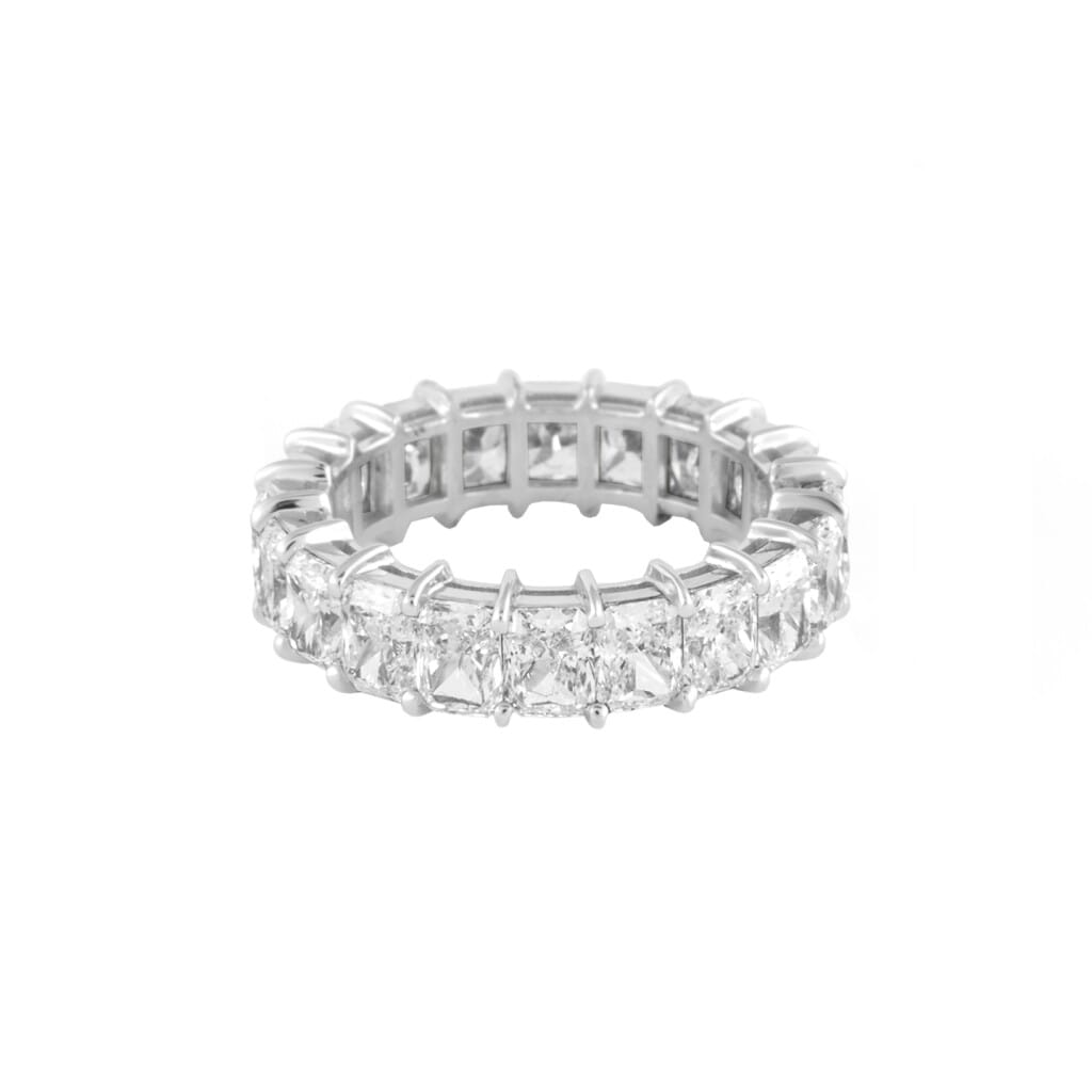 White Gold and 6.20ctw Radiant Cut Diamond Eternity Band Ring