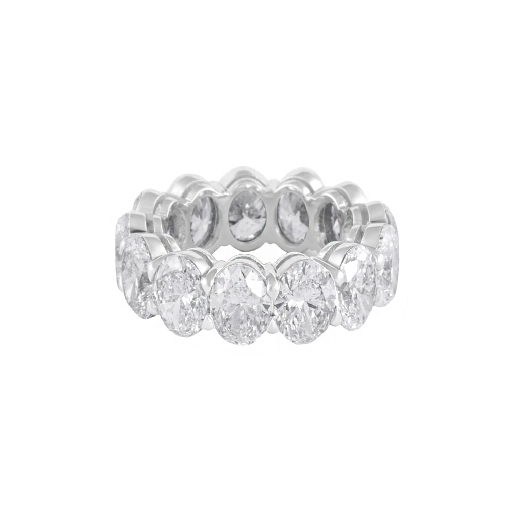 White Gold and 13.15ctw Oval Cut Diamond Eternity Band Ring