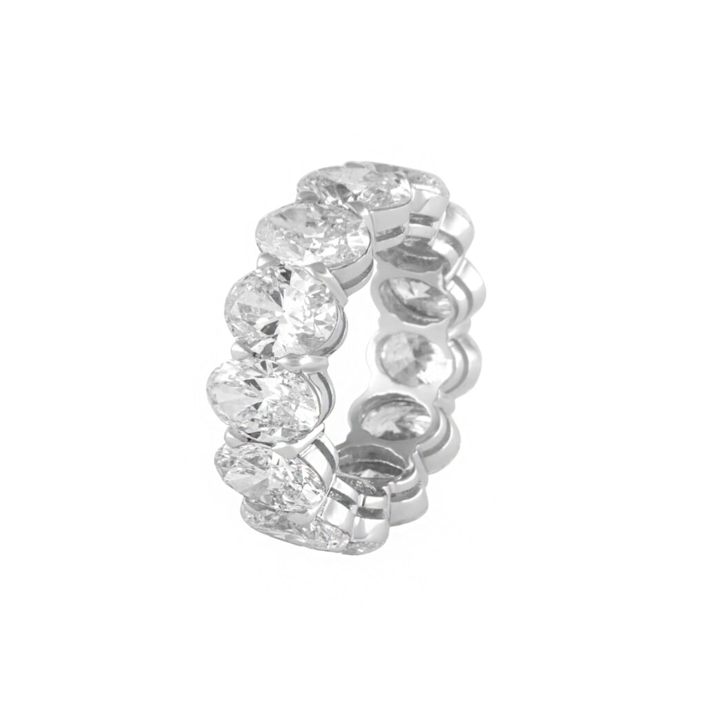 White Gold and 13.15ctw Oval Cut Diamond Eternity Band Ring