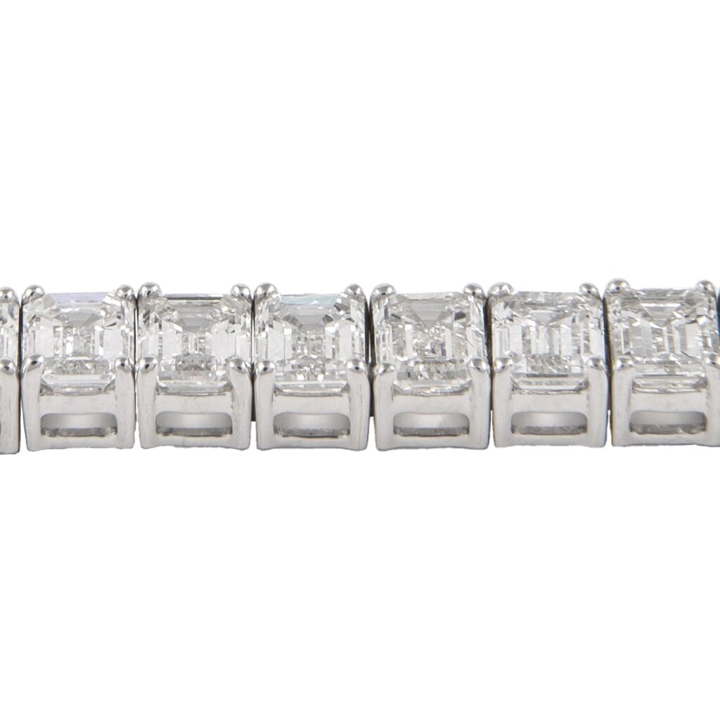 White Gold and 12.65ctw Emerald Cut Diamond Tennis Bracelet