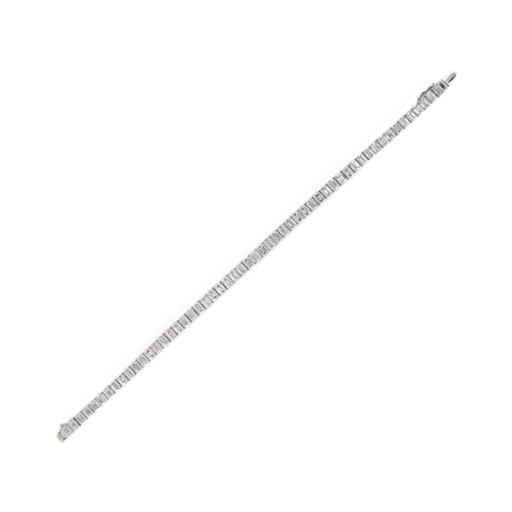 White Gold and 12.65ctw Emerald Cut Diamond Tennis Bracelet