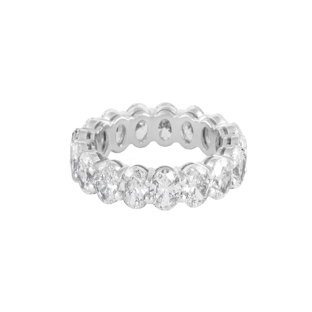 White Gold and 6.85ctw Oval Cut Diamond Eternity Band Ring