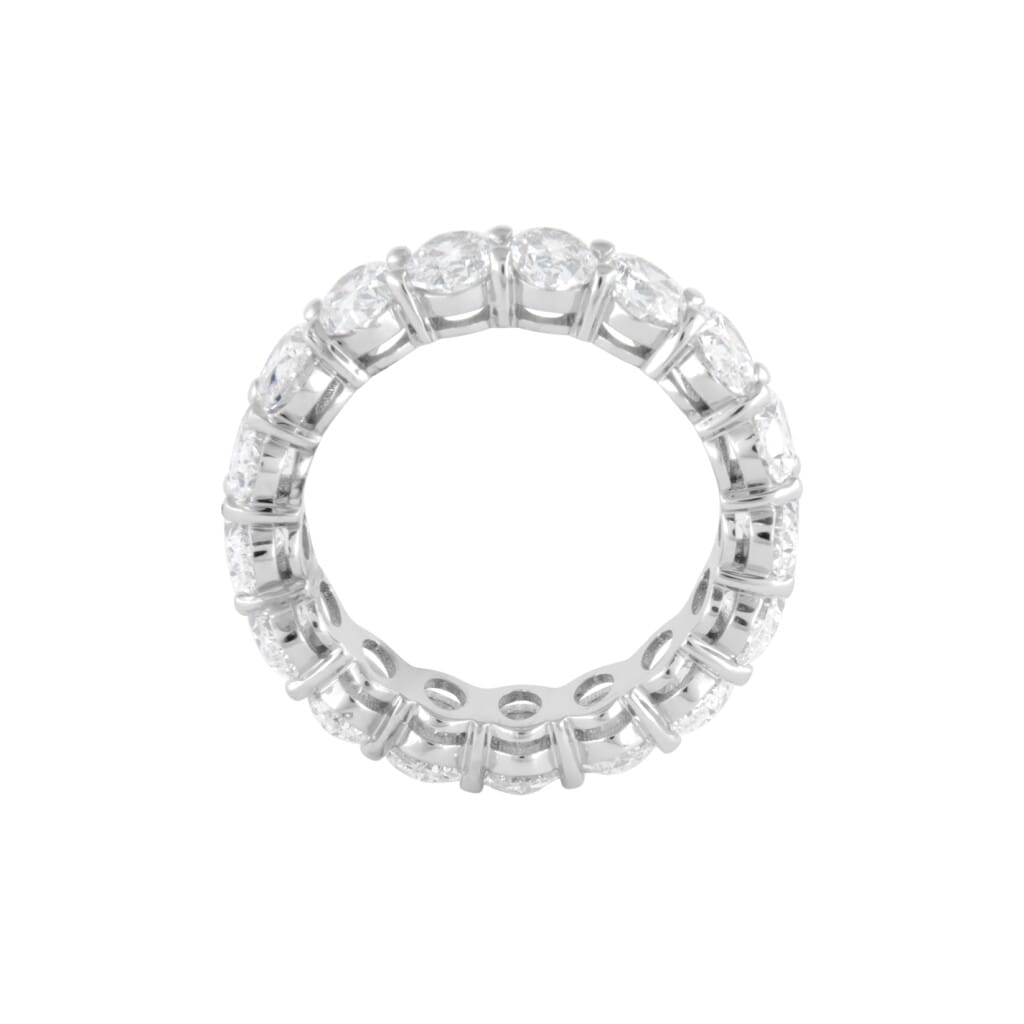 White Gold and 6.85ctw Oval Cut Diamond Eternity Band Ring