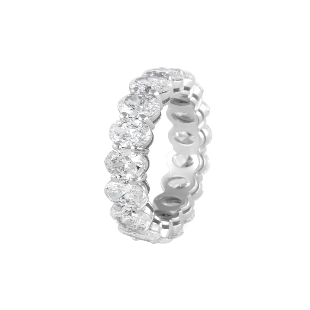 White Gold and 6.85ctw Oval Cut Diamond Eternity Band Ring