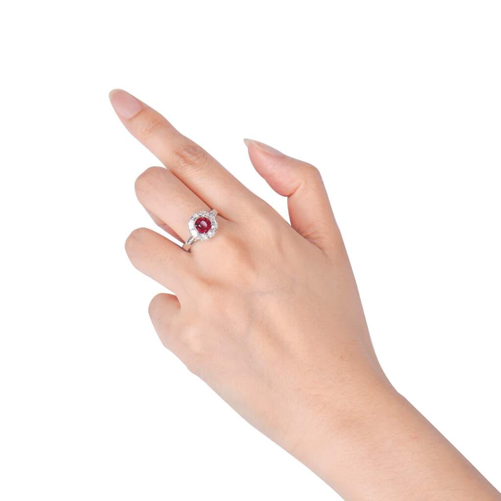 White Gold, 2.08ct Mozambique Pigeon's Blood Ruby and Diamond Ring