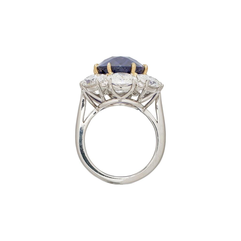 Platinum, 13.88ct Color Change Madagascar Sapphire and Diamond Ring