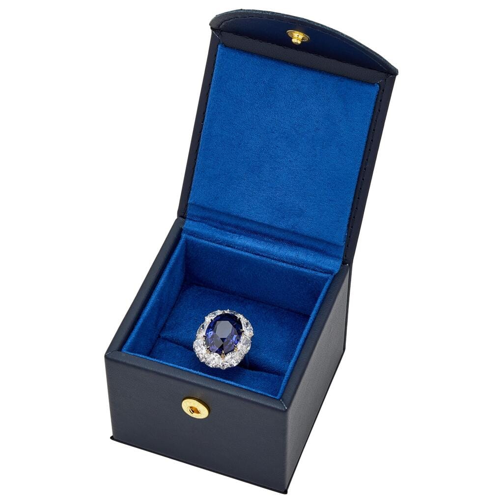 Platinum, 13.88ct Color Change Madagascar Sapphire and Diamond Ring