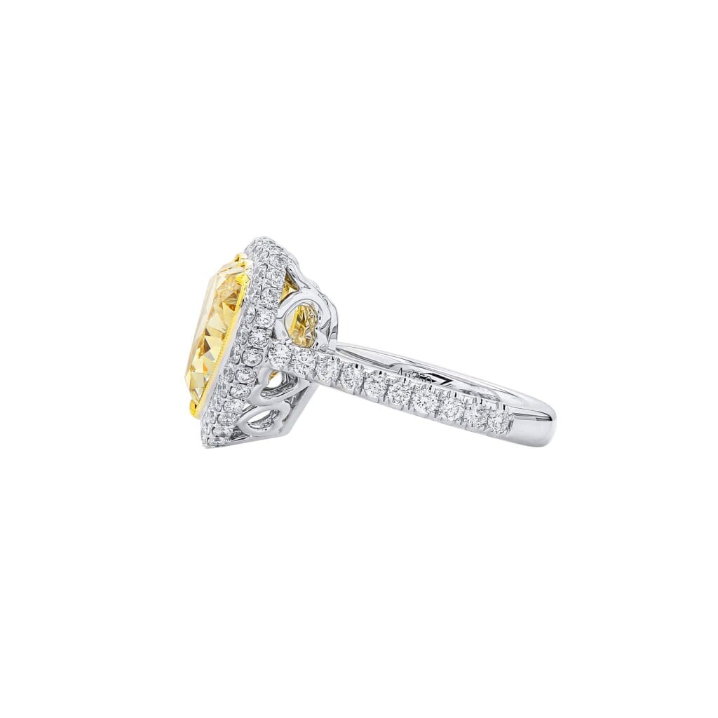 White Gold, 7.52ct Heart Shape Fancy Brownish Yellow Diamond and Diamond Ring