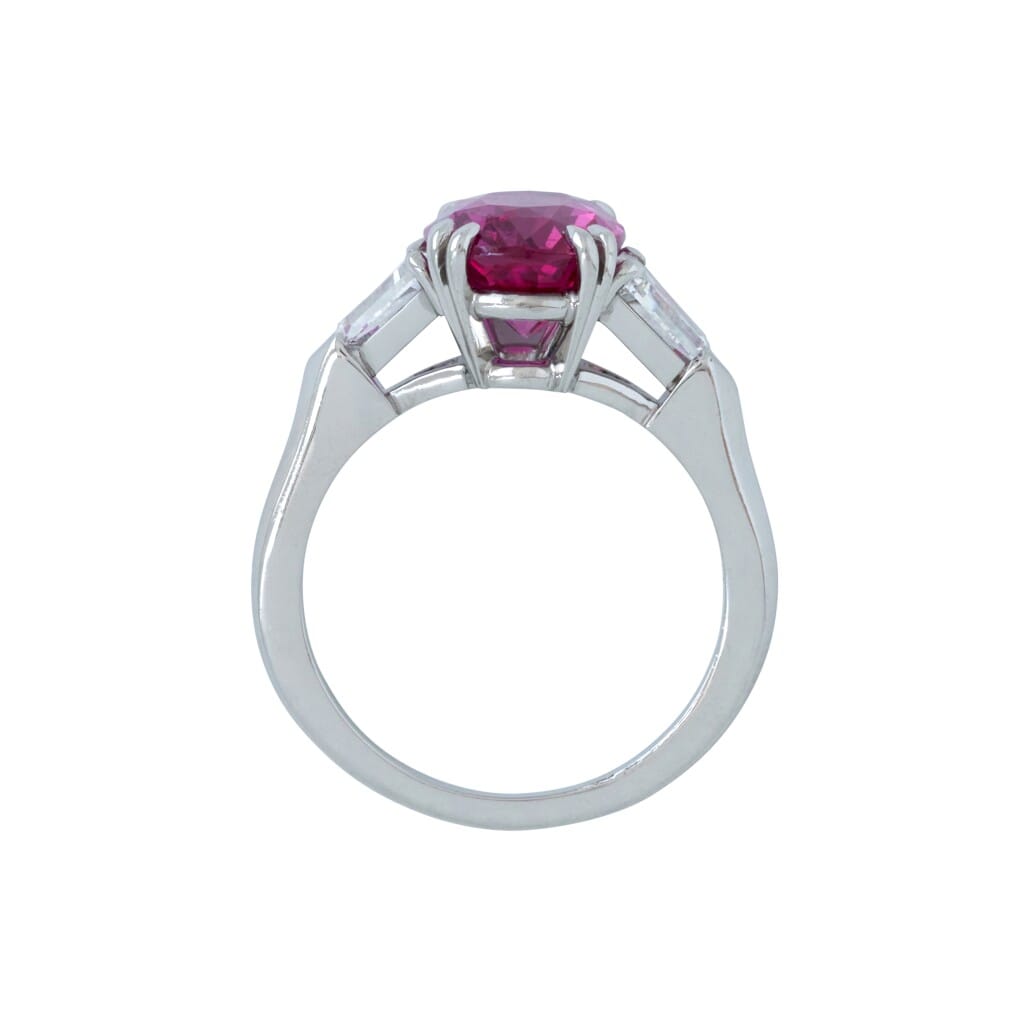 Platinum, 3.50ct Madagascar Pink Sapphire and Diamond Ring