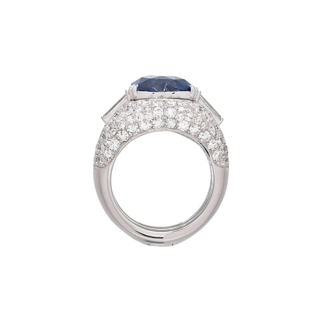 Platinum, 6.79ct Madagascar Sapphire and Diamond Convertible Ring