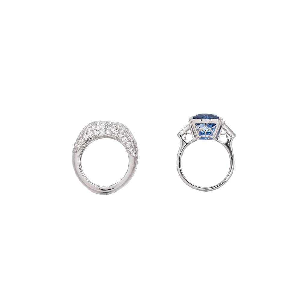 Platinum, 6.79ct Madagascar Sapphire and Diamond Convertible Ring