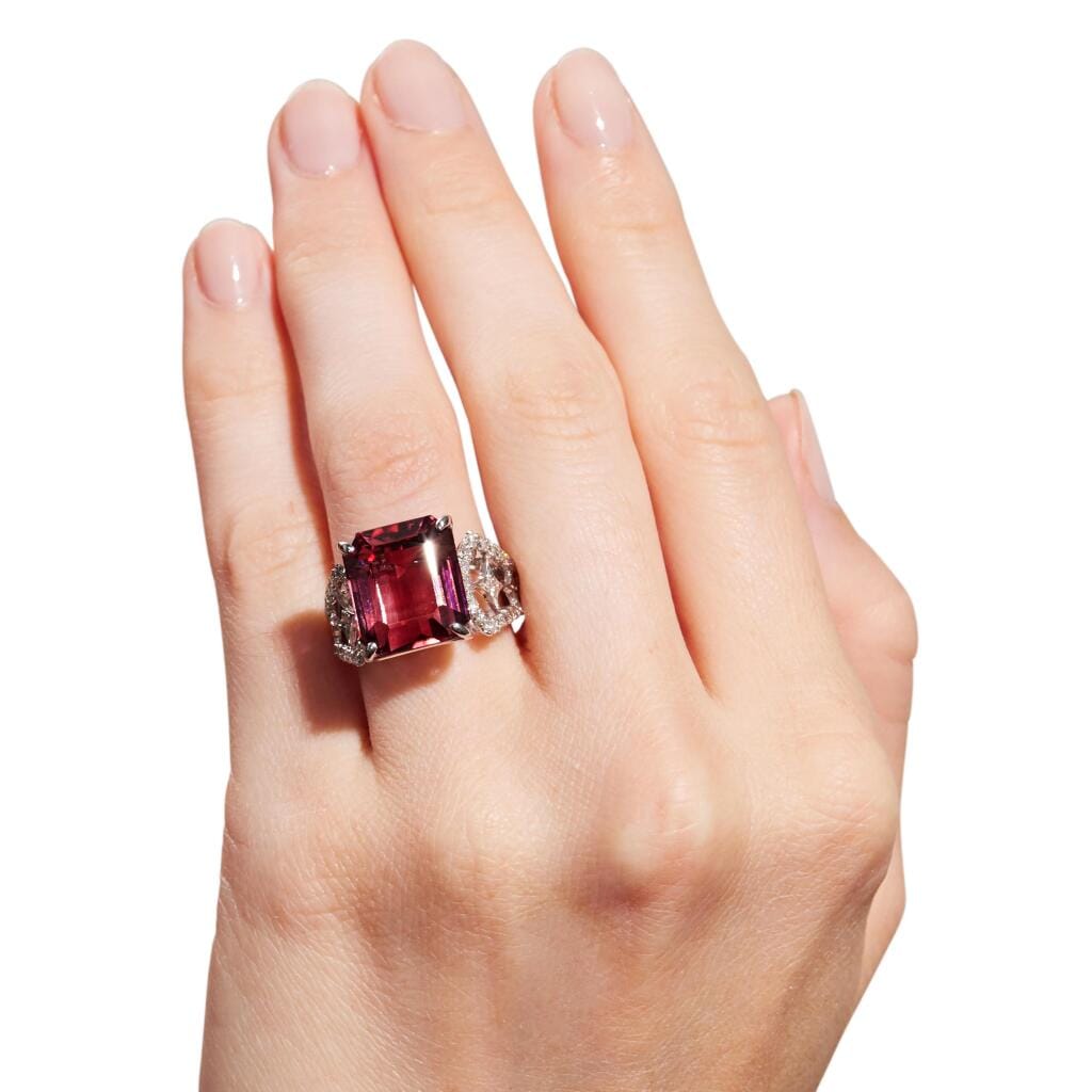White Gold, 14.00ct Tourmaline and Diamond Ring