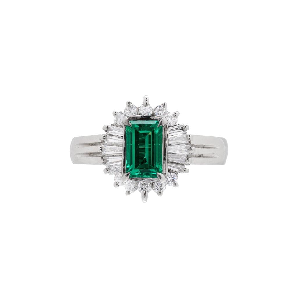 Platinum, 0.60ct Colombian Emerald and Diamond Ring