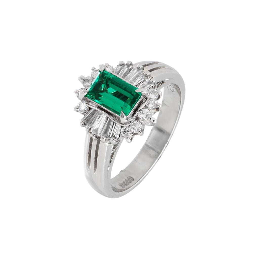 Platinum, 0.60ct Colombian Emerald and Diamond Ring