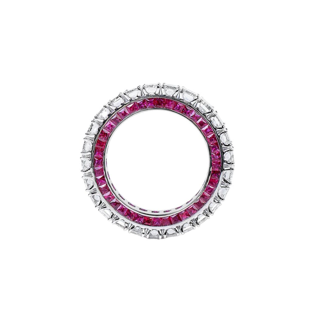 White Gold, 6.70ctw Diamond and Ruby Eternity Band Ring