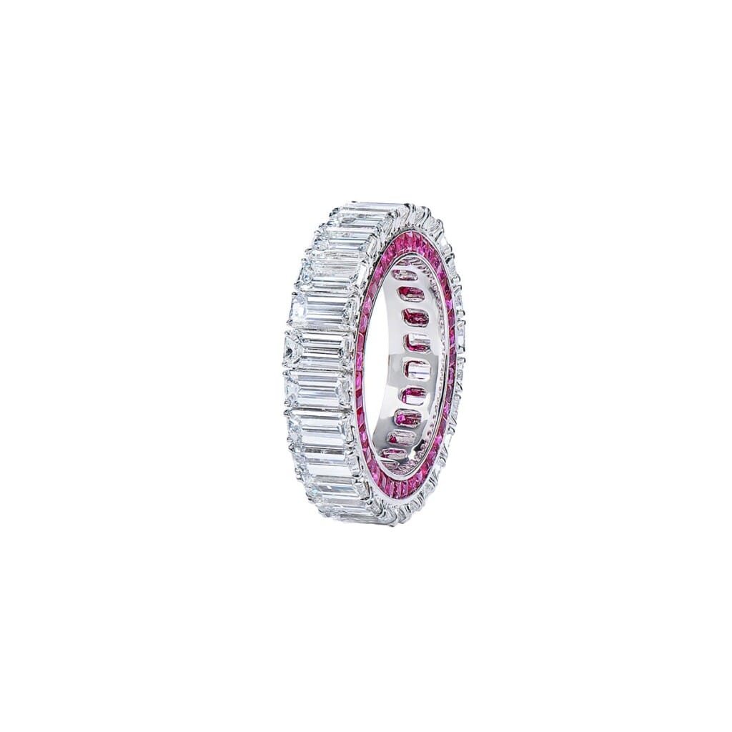 White Gold, 6.70ctw Diamond and Ruby Eternity Band Ring