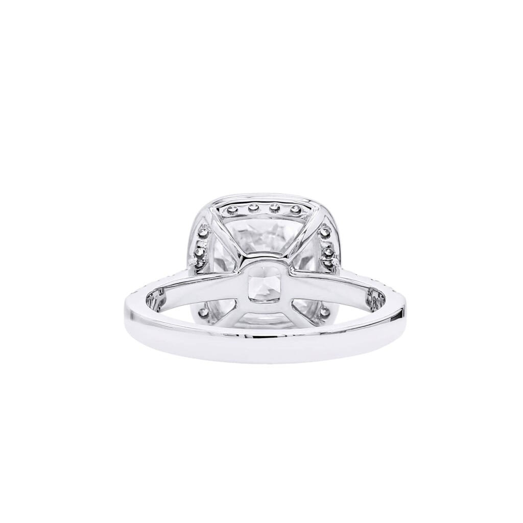 White Gold, 3.01ct Cushion Cut Diamond and Diamond Engagement Ring