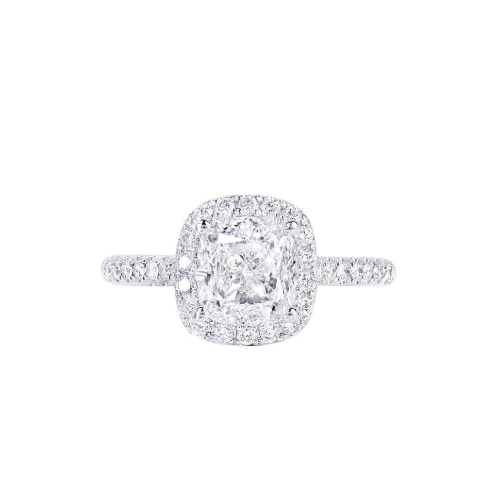 White Gold, 2.00ct Cushion Cut Diamond and Diamond Engagement Ring