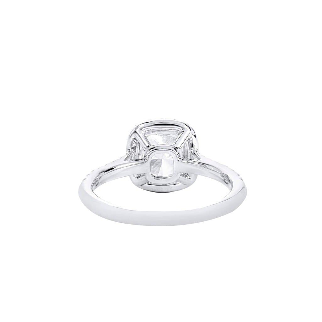 White Gold, 2.00ct Cushion Cut Diamond and Diamond Engagement Ring