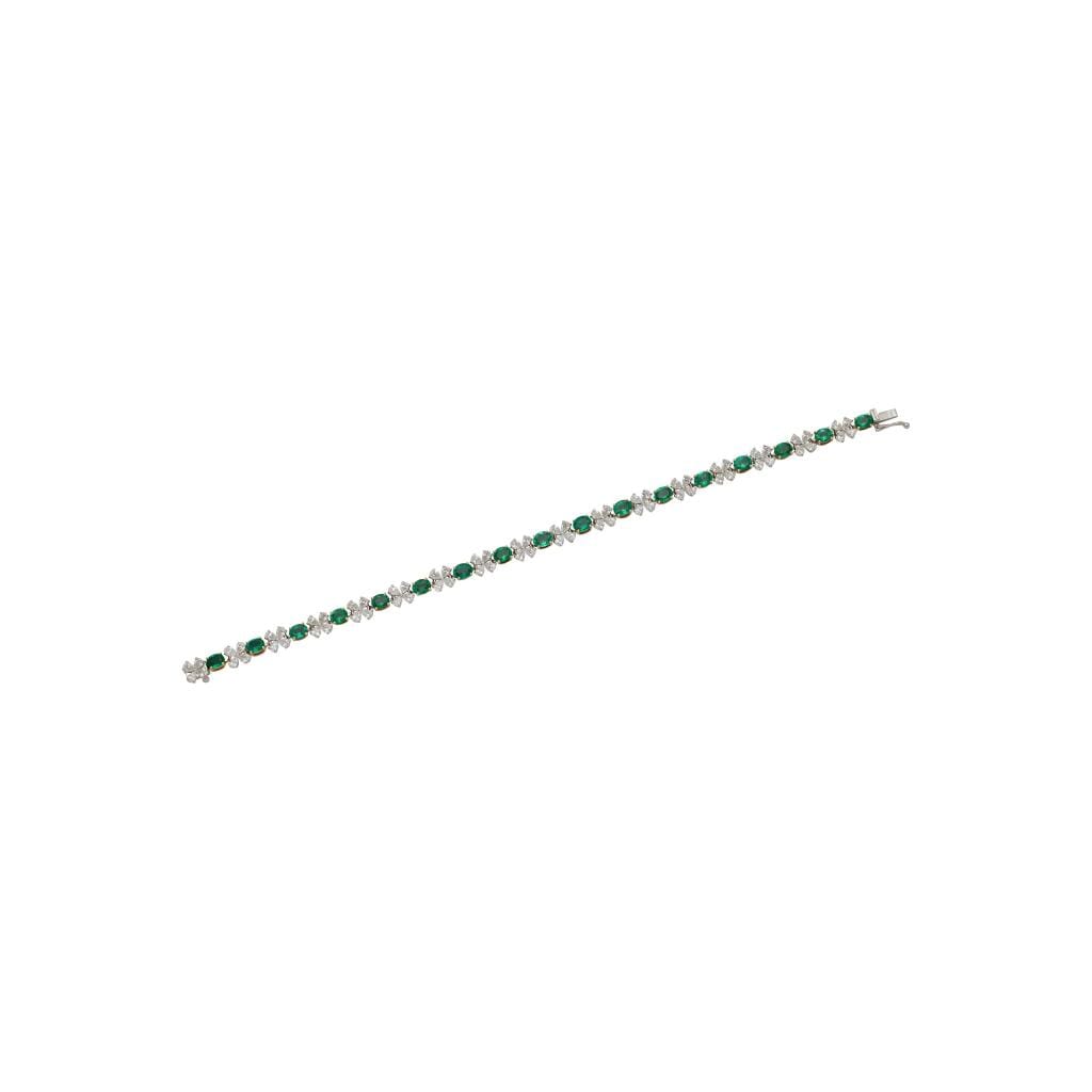 Gold, White Gold, Emerald and Diamond Tennis Bracelet