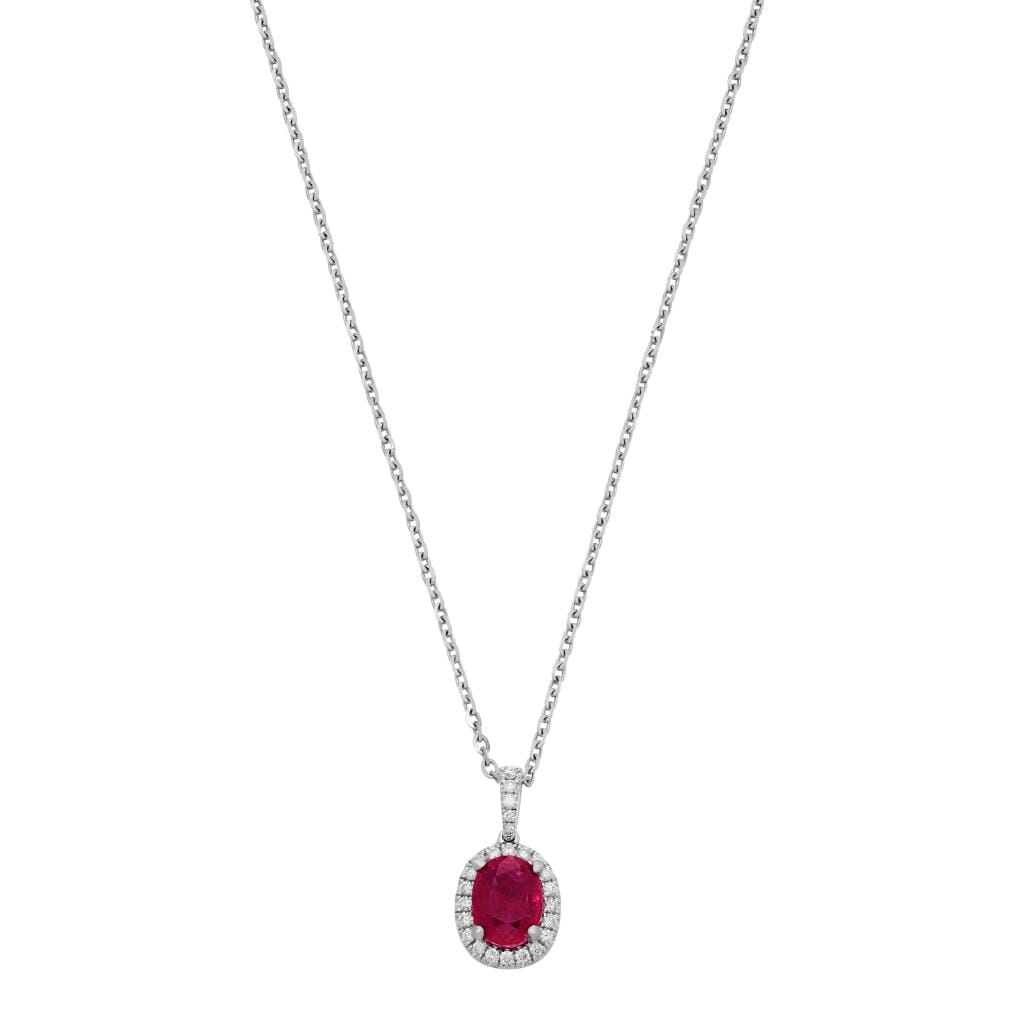 White Gold, 1.35ct Ruby and Diamond Pendant Necklace