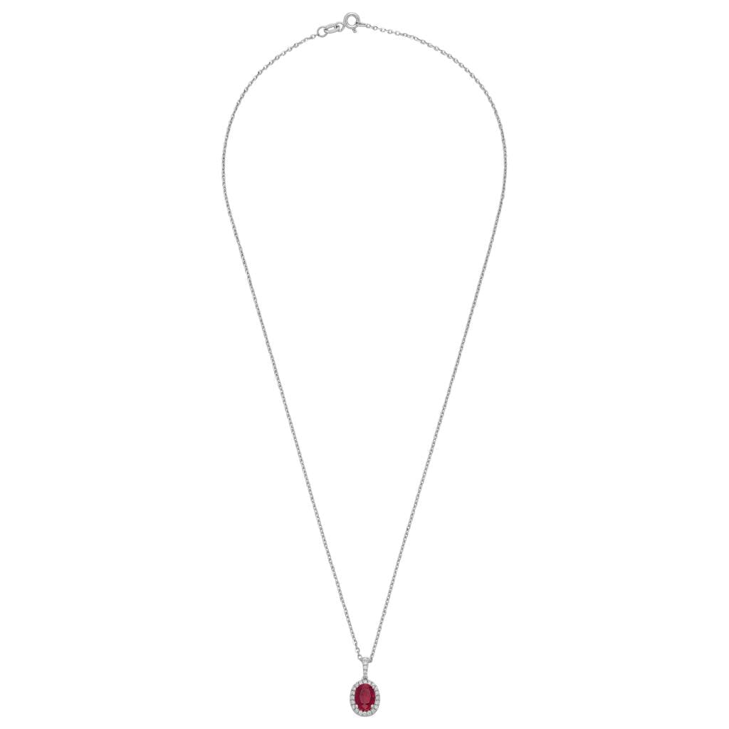 White Gold, 1.35ct Ruby and Diamond Pendant Necklace
