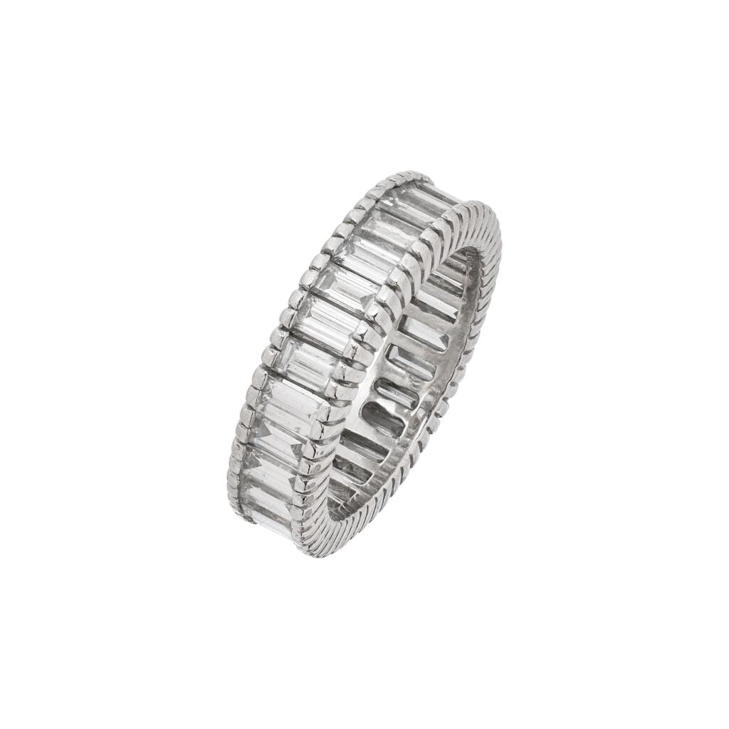 Platinum and 3.00ctw Baguette Cut Diamond Eternity Band Ring
