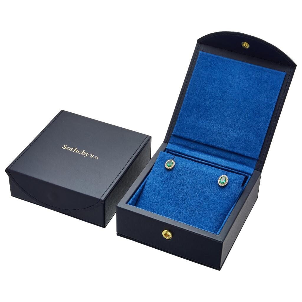 Gold, 2.05ctw Emerald and Diamond Stud Earrings