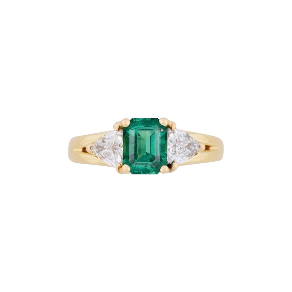 Gold, 1.30ct Zambian Emerald and Diamond Ring