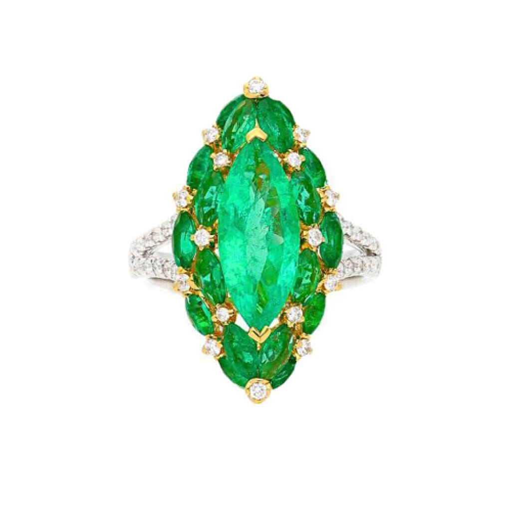 White Gold, Gold, 1.95ct Emerald, Emerald and Diamond Ring