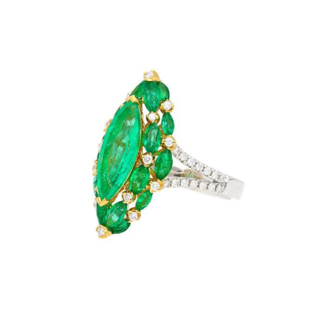 White Gold, Gold, 1.95ct Emerald, Emerald and Diamond Ring
