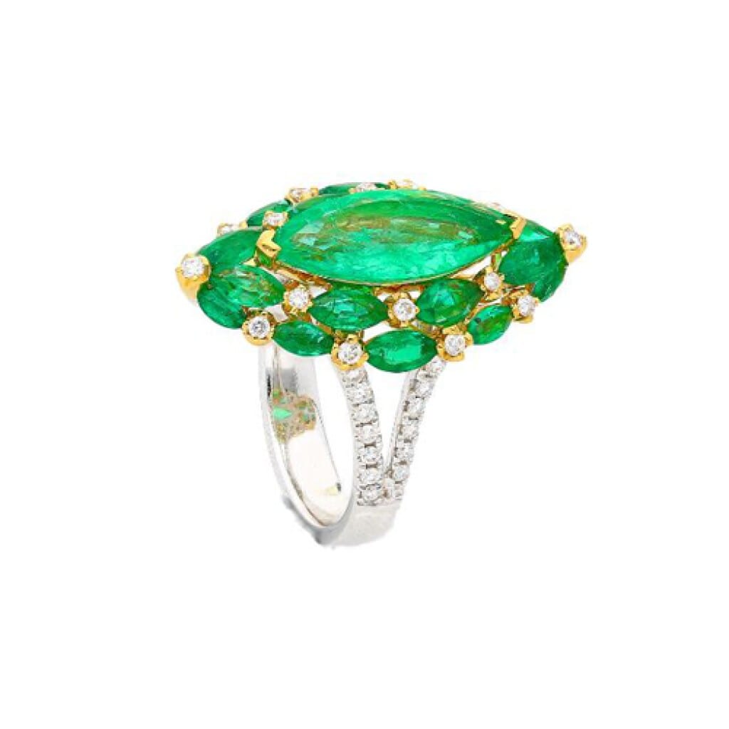 White Gold, Gold, 1.95ct Emerald, Emerald and Diamond Ring