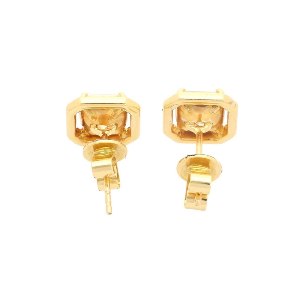 Gold, 2.92ctw Radiant Cut Fancy Light Yellow Diamond and Yellow Diamond Stud Earrings