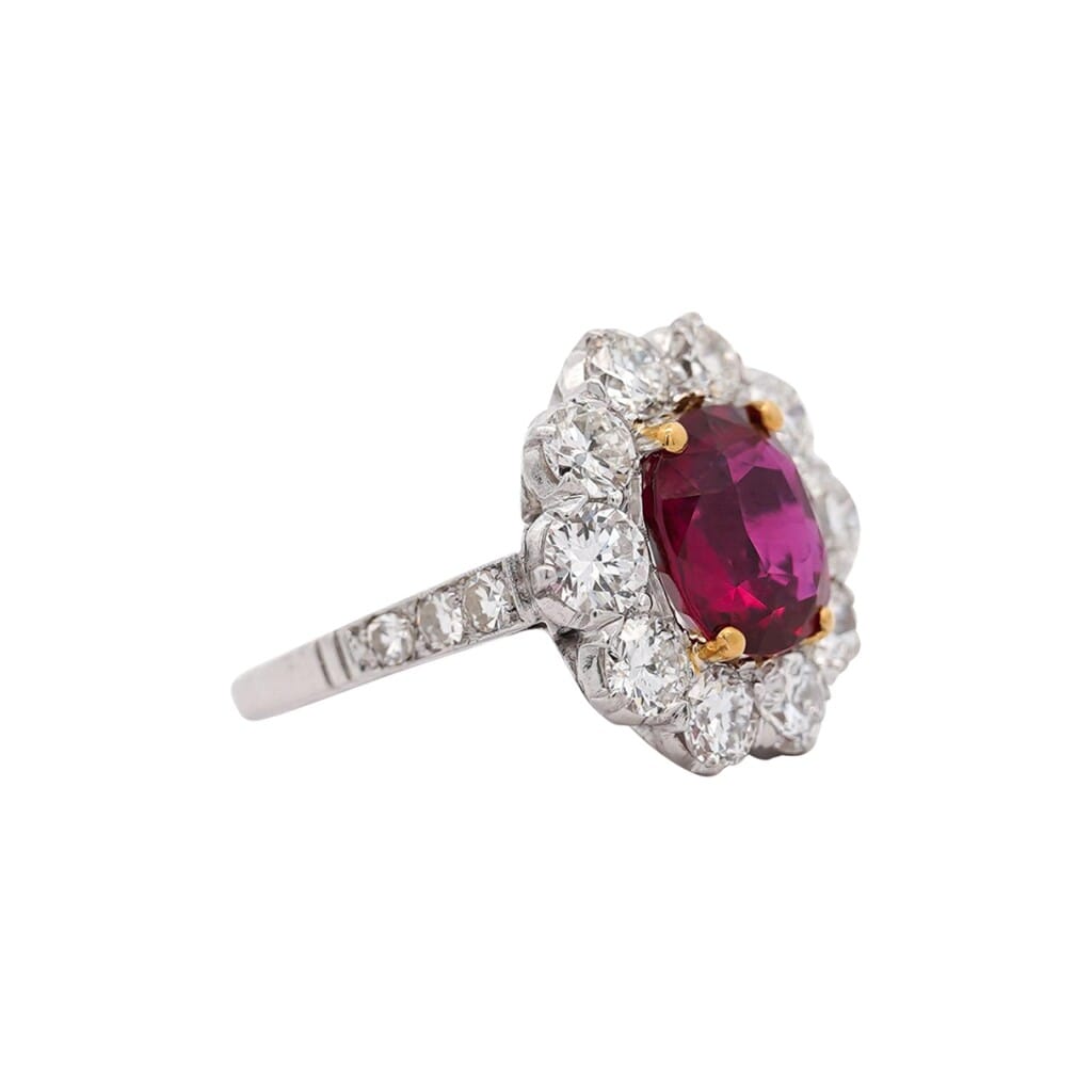Art Deco Platinum, 4.05ct Thai Ruby and Diamond Ring