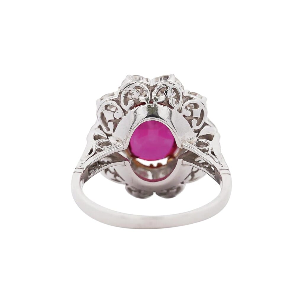 Art Deco Platinum, 4.05ct Thai Ruby and Diamond Ring