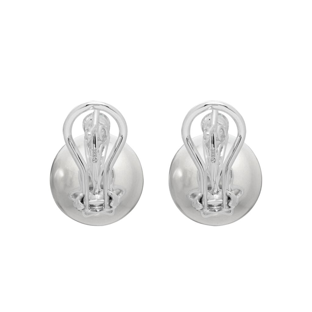 White Gold, Cultured Pearl and Diamond Earclips